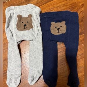 Bundle of 2 Baby Gap Brown Bear Footed Tights